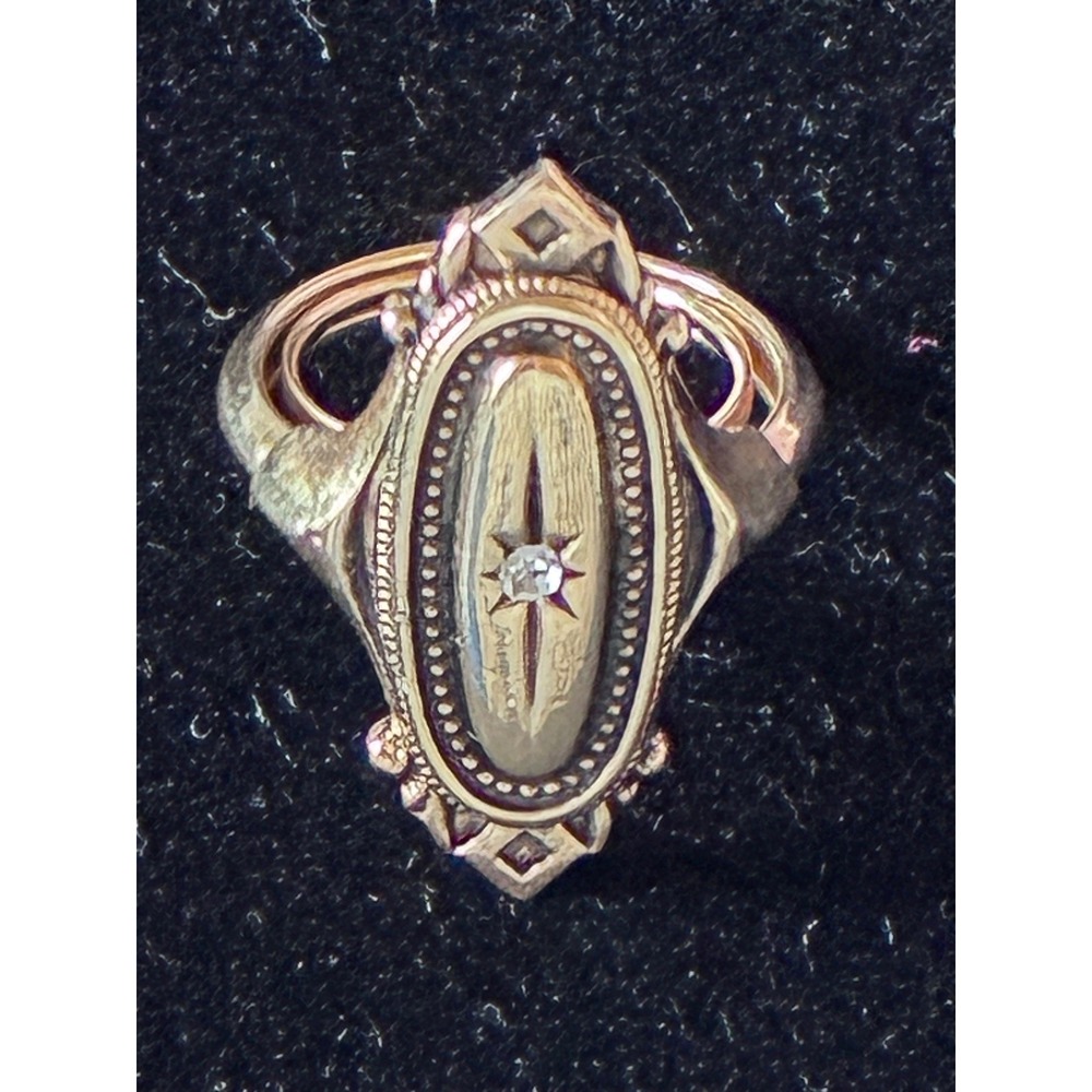 Avon Kensington Ring 1976 Vintage Gold Tone Rhinestone Size 5.5 Excellent Ring